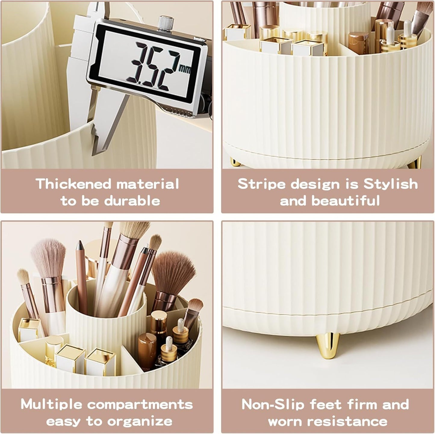 360° Rotating Makeup Brush Holder – Large-Capacity Acrylic Cosmetic Organizer for Brushes, Lipsticks, Eyebrow Pencils & Jewelry | Infinity Bazaar