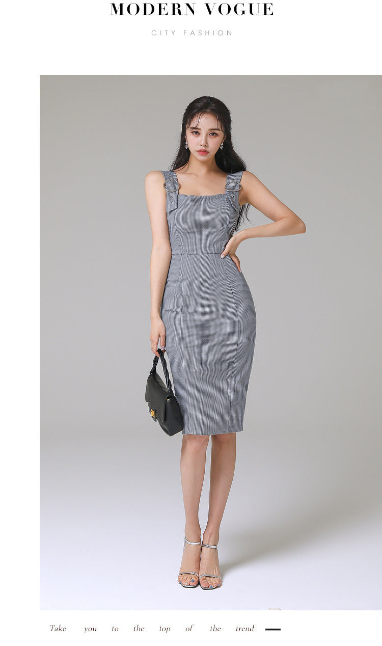 Women's Slim Fit Waist Trimming Spaghetti Straps Slim Fit Dress