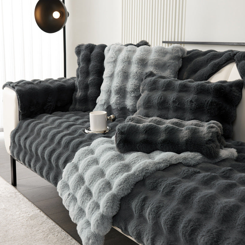Thickened Rabbit Plush Sofa Cushion Wholesale Winter Thermal Non-slip Sofa Cushion