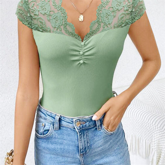 Temperament Wild Lace Lace-collared Blouse Women