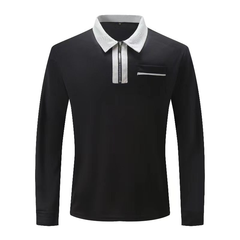 Autumn & Spring Mens Long Sleeve Zipper Polo Shirts