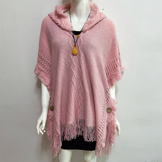 Spring & Autumn Hooded Pullover Sweater Tassel Batwing Shirt