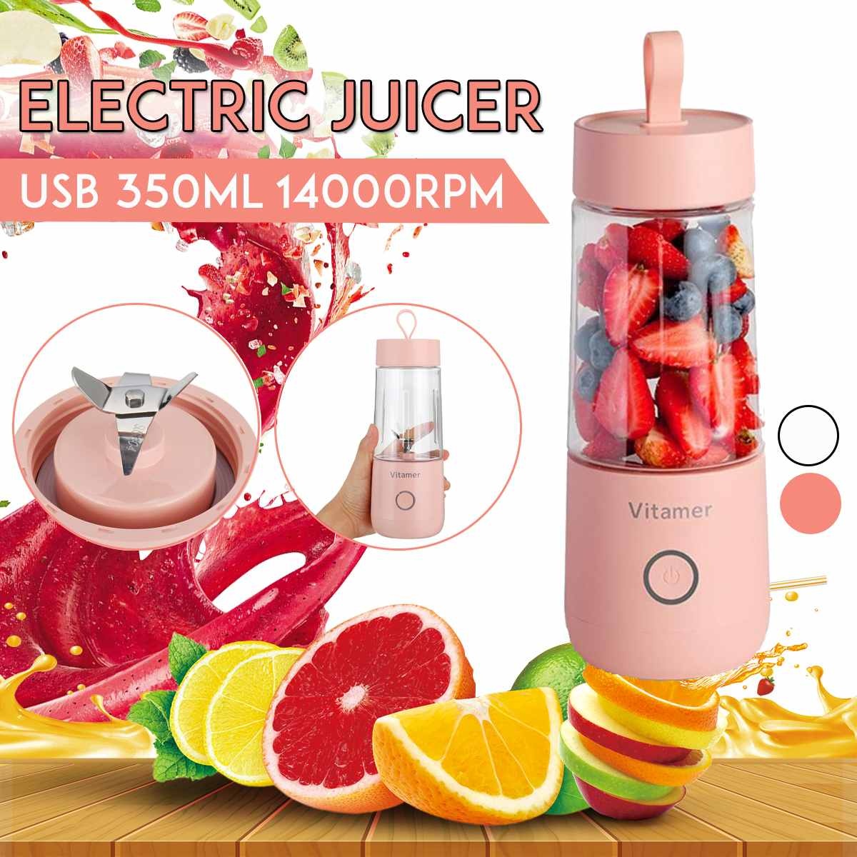 350ml Portable USB Rechargeable Blender – Stainless Steel Blades, 2000mAh Battery, for Travel, Sports, and Kitchen Use | Infinity Bazaar