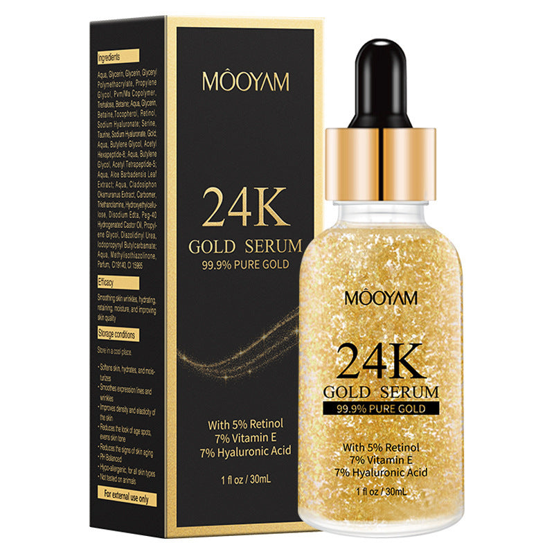 24K Gold Foil Face Serum – 30mL Vitamin E & Retinol Anti-Wrinkle Lifting Essence for All Skin Types | Infinity Bazaar