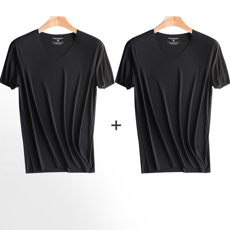 Men's Ice Silk Seamless Modal Quick Dry Sports Short Sleeve Underwear set of 2