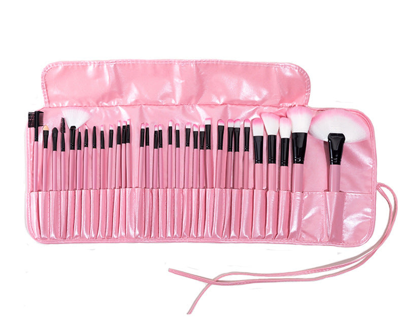 24-Piece Professional Makeup Brush Set – Long Wooden Handle with Soft Synthetic Bristles & PU Brush Roll | Infinity Bazaar