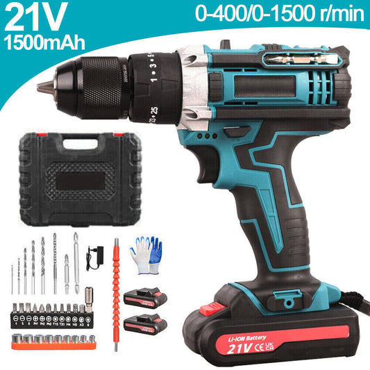 3-in-1 Cordless Brushless Drill Set – 21V Power Drill with Hammer & Screwdriver Functions | Electric Rechargeable Kit for DIY  | Infinity Bazaar