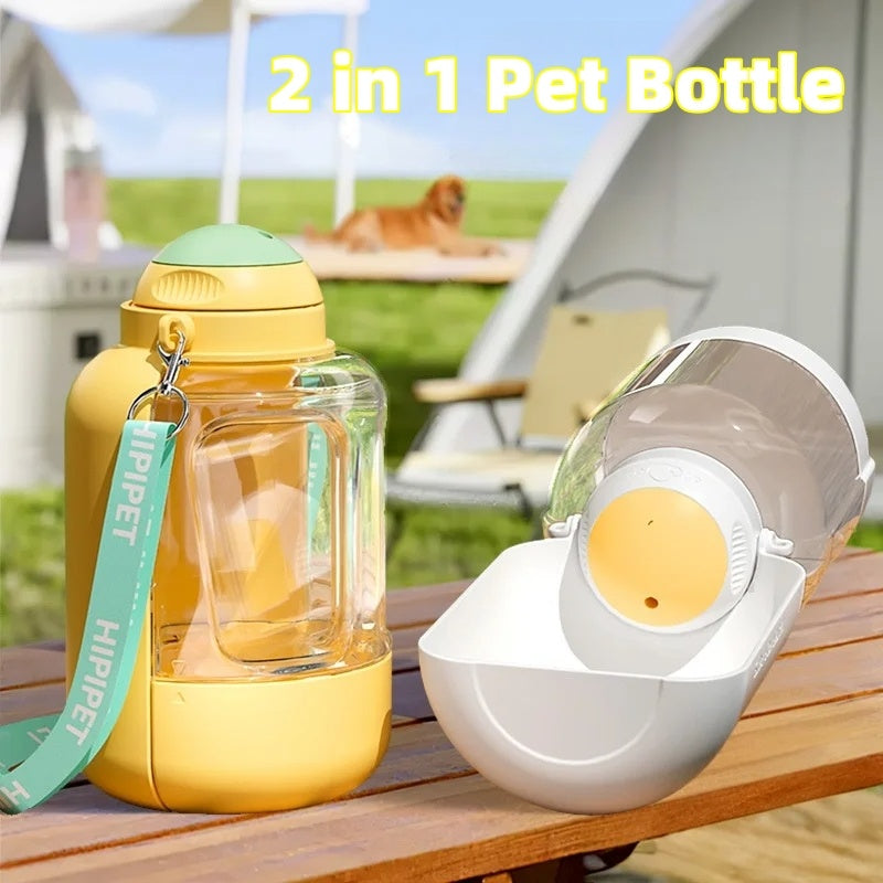 2-in-1 Dog Water & Food Bottle – Portable Leakproof Pet Dispenser with Valve Control, 1000ml/1500ml Capacity | Infinity Bazaar