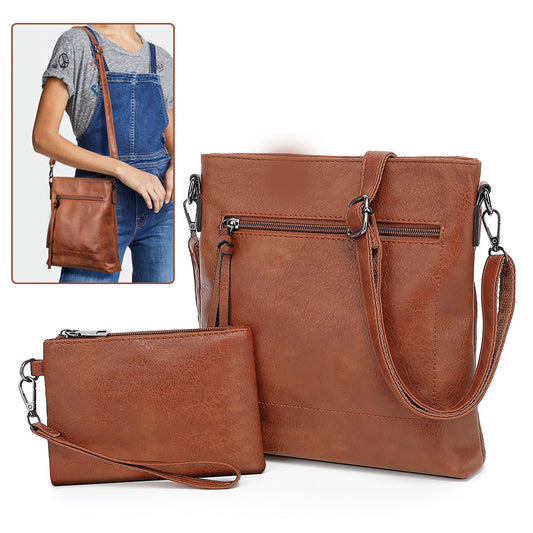 Women’s Large Capacity Tote Shoulder Bag | Elegant PU Leather Handbag with Inner Pouch | 25x27x5.5cm | Infinity Bazaar