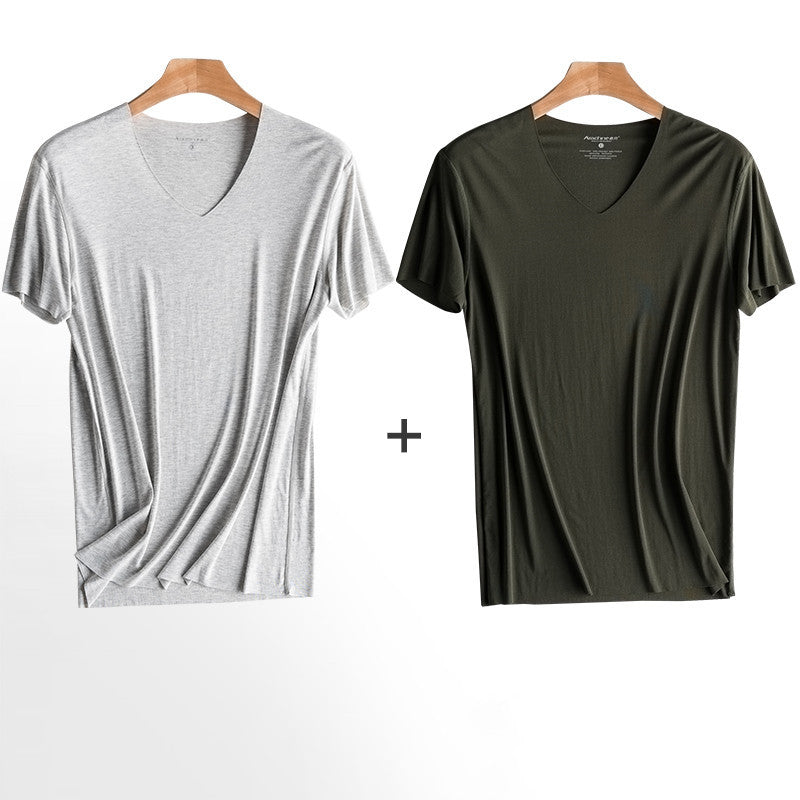 Men's Ice Silk Seamless Modal Quick Dry Sports Short Sleeve Underwear set of 2