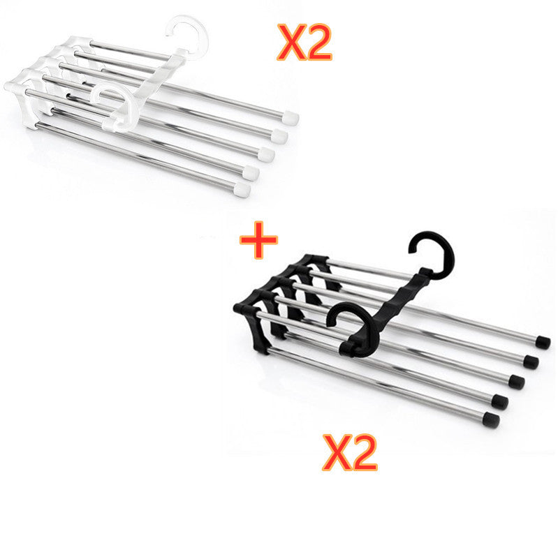 5-in-1 Stainless Steel Pants Hanger – Space-Saving Multi-Functional Clothes Rack for Wardrobe Organization, Rotatable & Detachable | Infinity Bazaar