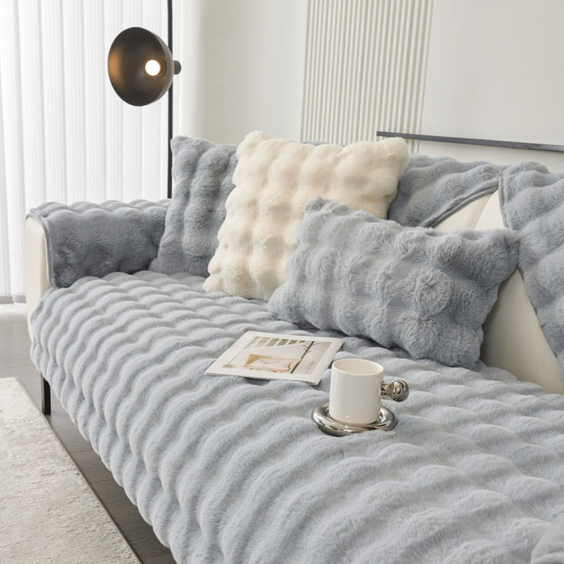 Thickened Rabbit Plush Sofa Cushion Wholesale Winter Thermal Non-slip Sofa Cushion