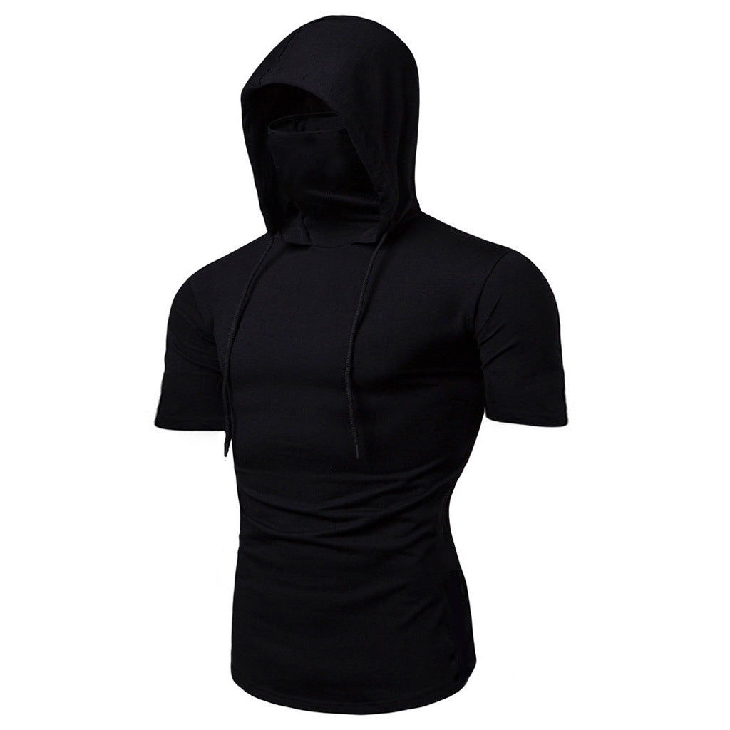 Fitness Men's Ninja Suit Hooded Short Sleeve