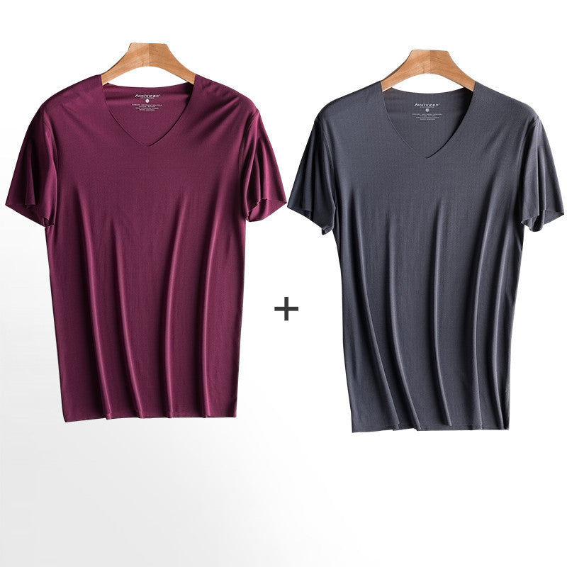 Men's Ice Silk Seamless Modal Quick Dry Sports Short Sleeve Underwear set of 2