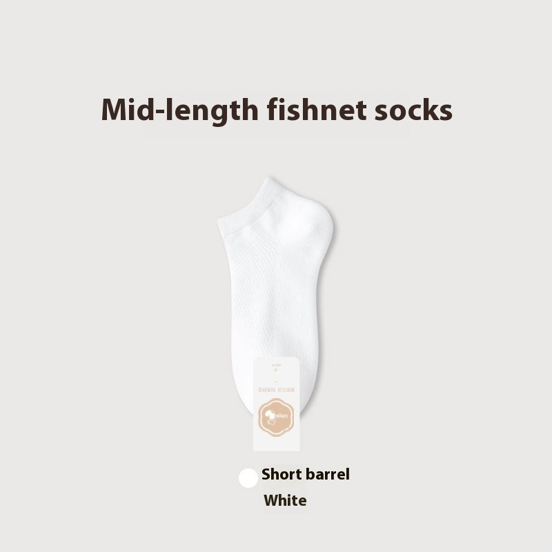 Pure Cotton Breathable Mesh Short Socks Men's Deodorant And Sweat-absorbing Summer Antibacterial