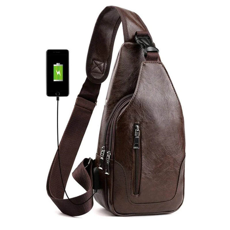 Men's Luxury Leather Messenger Crossbody bag
