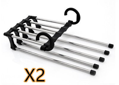 5-in-1 Stainless Steel Pants Hanger – Space-Saving Multi-Functional Clothes Rack for Wardrobe Organization, Rotatable & Detachable | Infinity Bazaar
