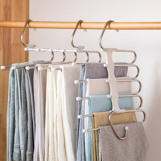 5-in-1 Stainless Steel Pants Hanger – Space-Saving Multi-Functional Clothes Rack for Wardrobe Organization, Rotatable & Detachable | Infinity Bazaar