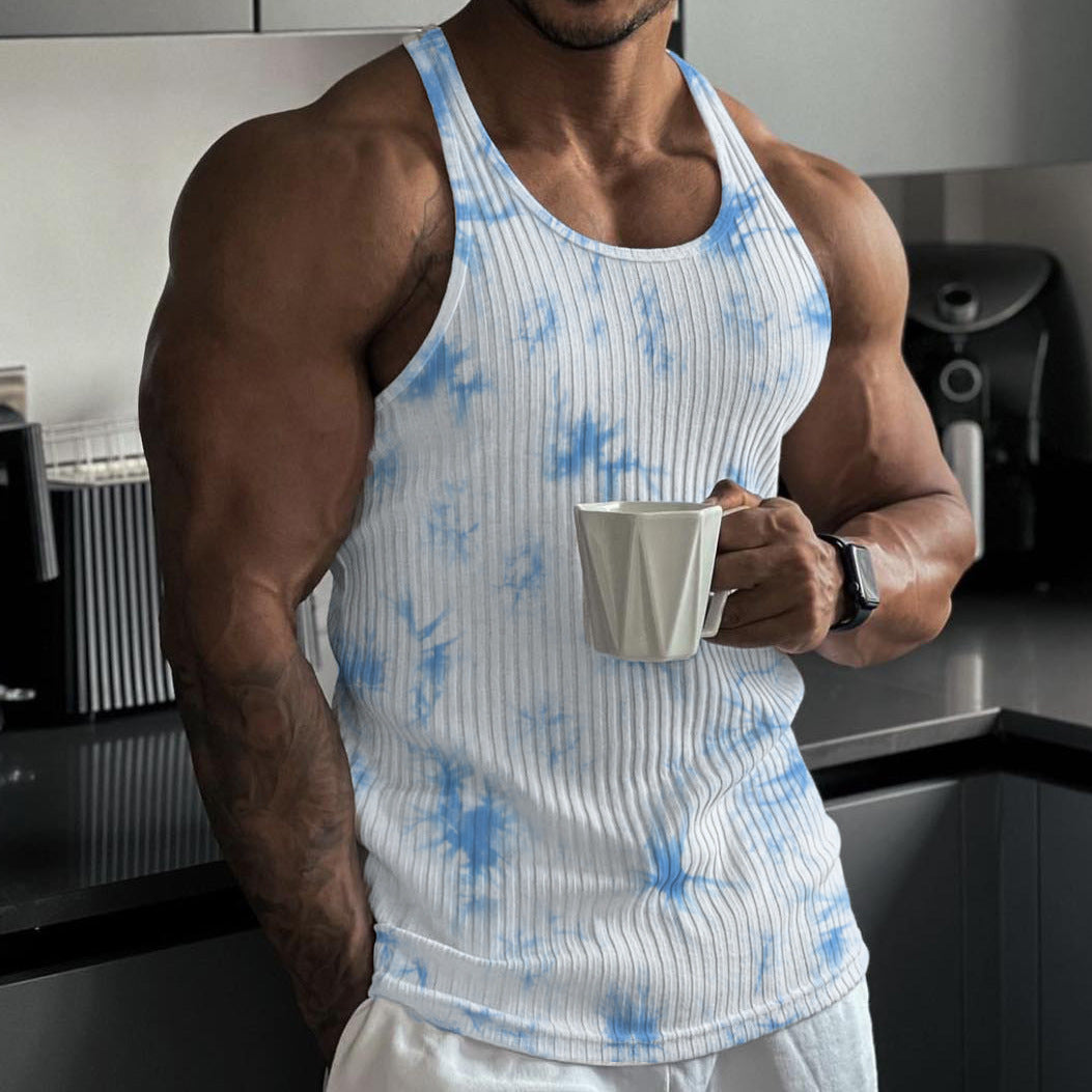 Knitted Vertical Stripes Fitness Sports Slim-fitting Vest