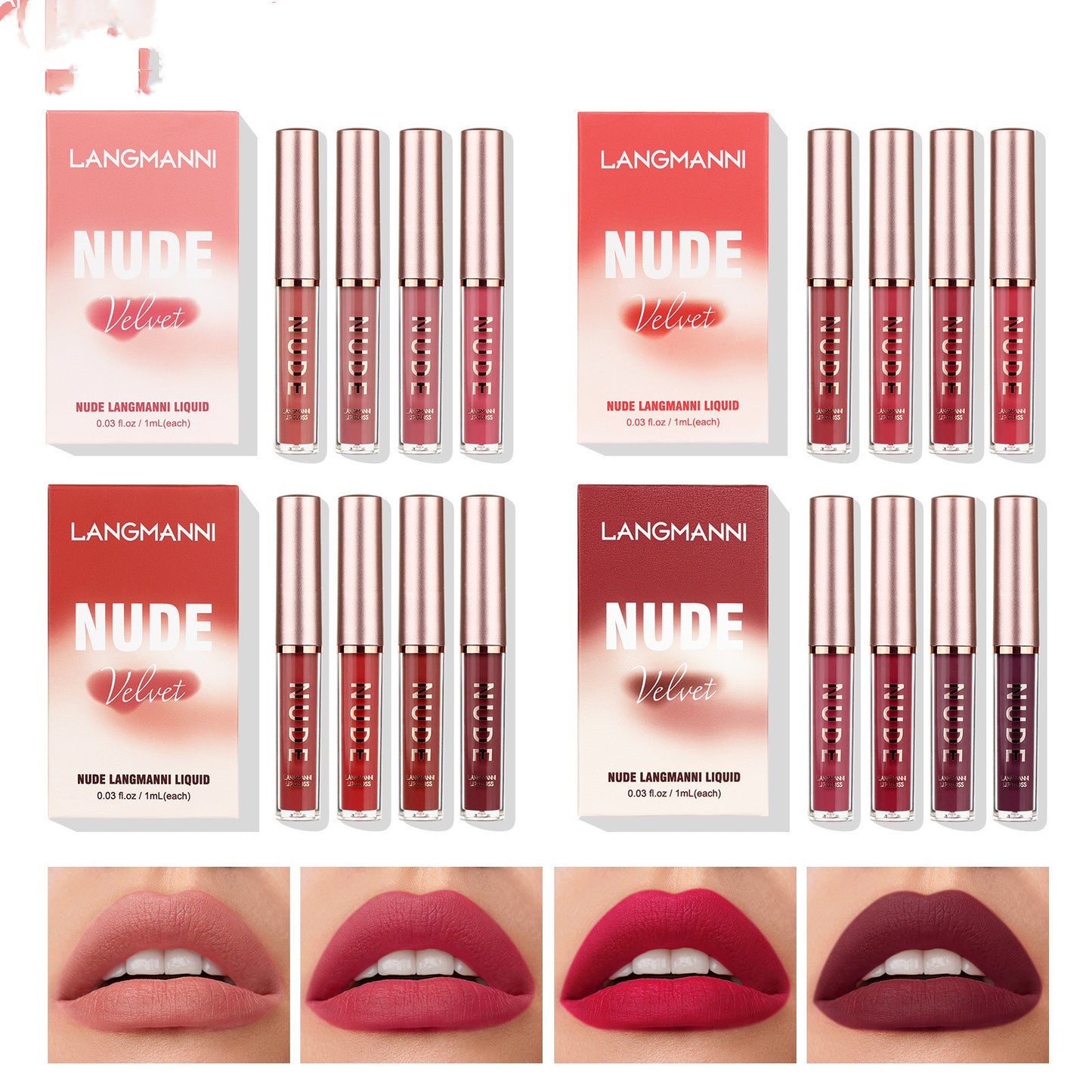 16-Piece Matte Velvet Lip Gloss Set – Long-Lasting Liquid Lipstick in 4 Box Collection | Infinity Bazaar
