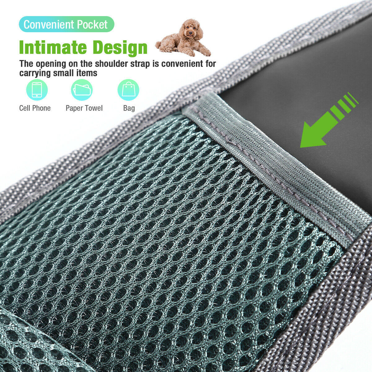 POPMARKET Dog Carrier Shoulder Bag – Breathable Mesh Sling with Safety Hook & Adjustable Strap, for Small Pets up to 22lbs | Infinity Bazaar