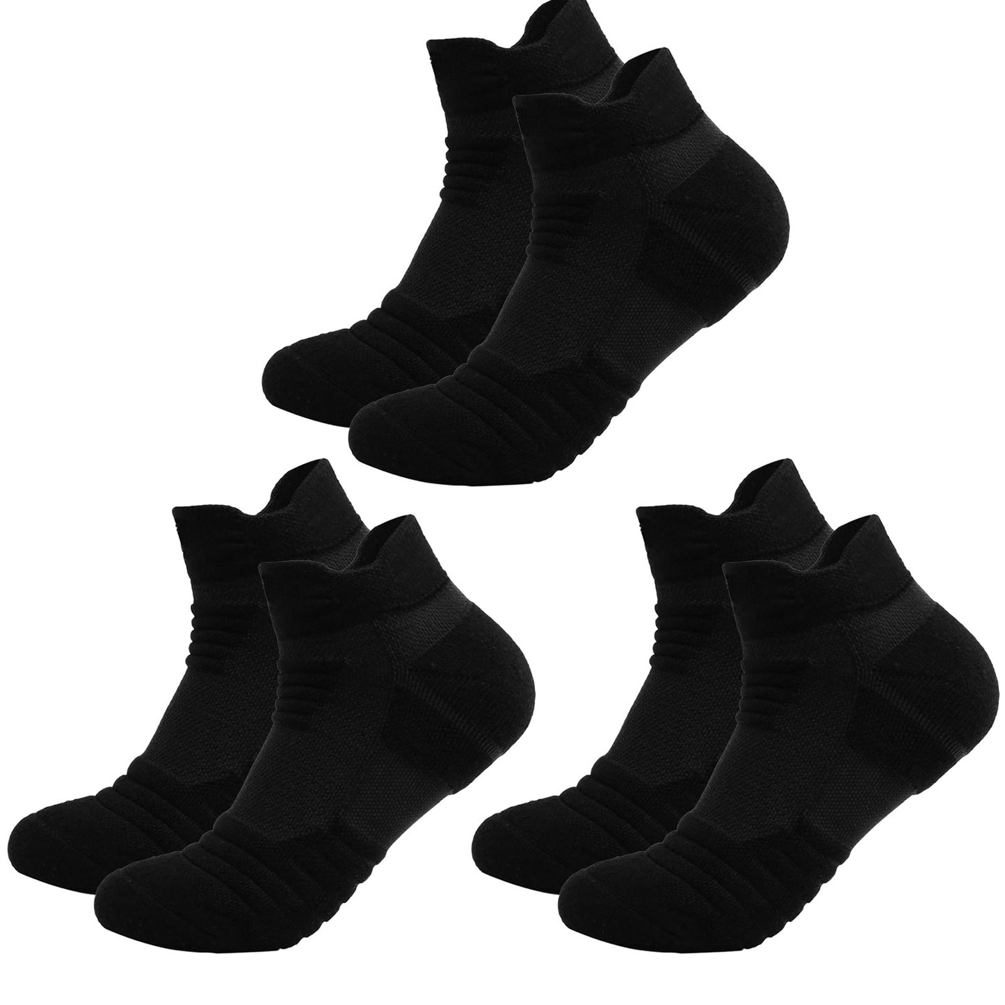 3 Pairs Men's Sports Running Socks – Black Moisture-Wick Everyday Use | Infinity Bazaar