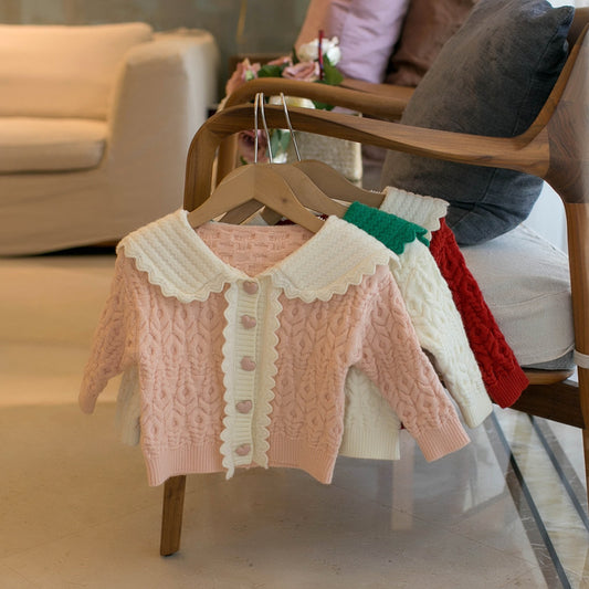 Girls' Korean Style Lapel Cardigan Sweater