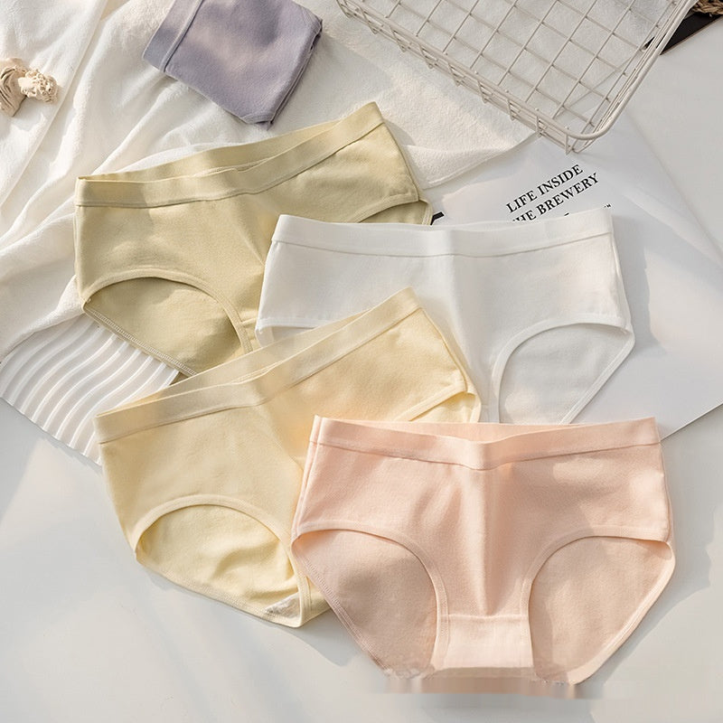 Women's Cotton Underwear Cotton Mid Waist Traceless Briefs Cotton