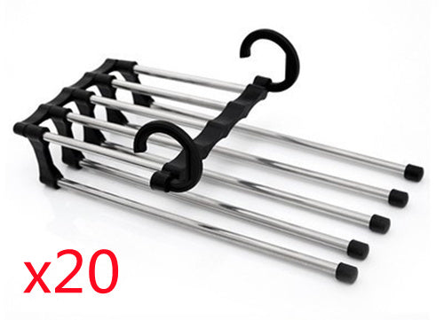 5-in-1 Stainless Steel Pants Hanger – Space-Saving Multi-Functional Clothes Rack for Wardrobe Organization, Rotatable & Detachable | Infinity Bazaar