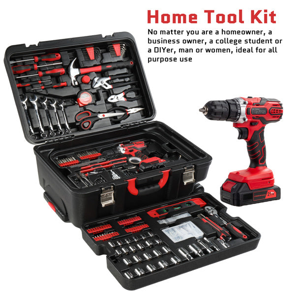 599-Piece Rolling Tool Set with 21V Cordless Drill – Heavy-Duty Home & Auto Repair Kit with Chrome-Plated Tools & Mobile Toolbox | Infinity Bazaar