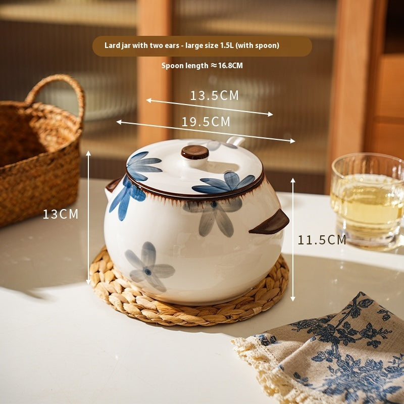 Household Ceramic High Temperature Resistant Binaural Seasoning Jar