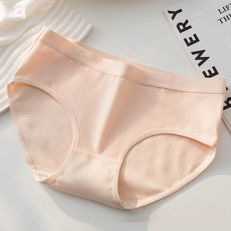 Women's Cotton Underwear Cotton Mid Waist Traceless Briefs Cotton