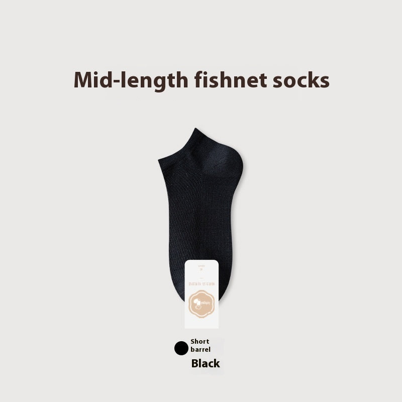 Pure Cotton Breathable Mesh Short Socks Men's Deodorant And Sweat-absorbing Summer Antibacterial