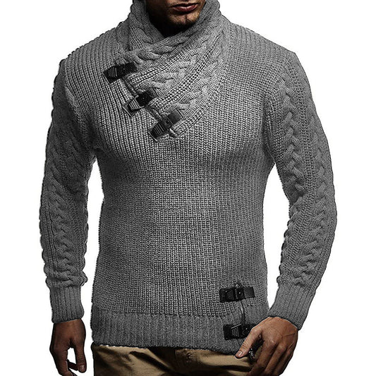 New Men's Turtleneck Sweater Solid Color Long Sleeve