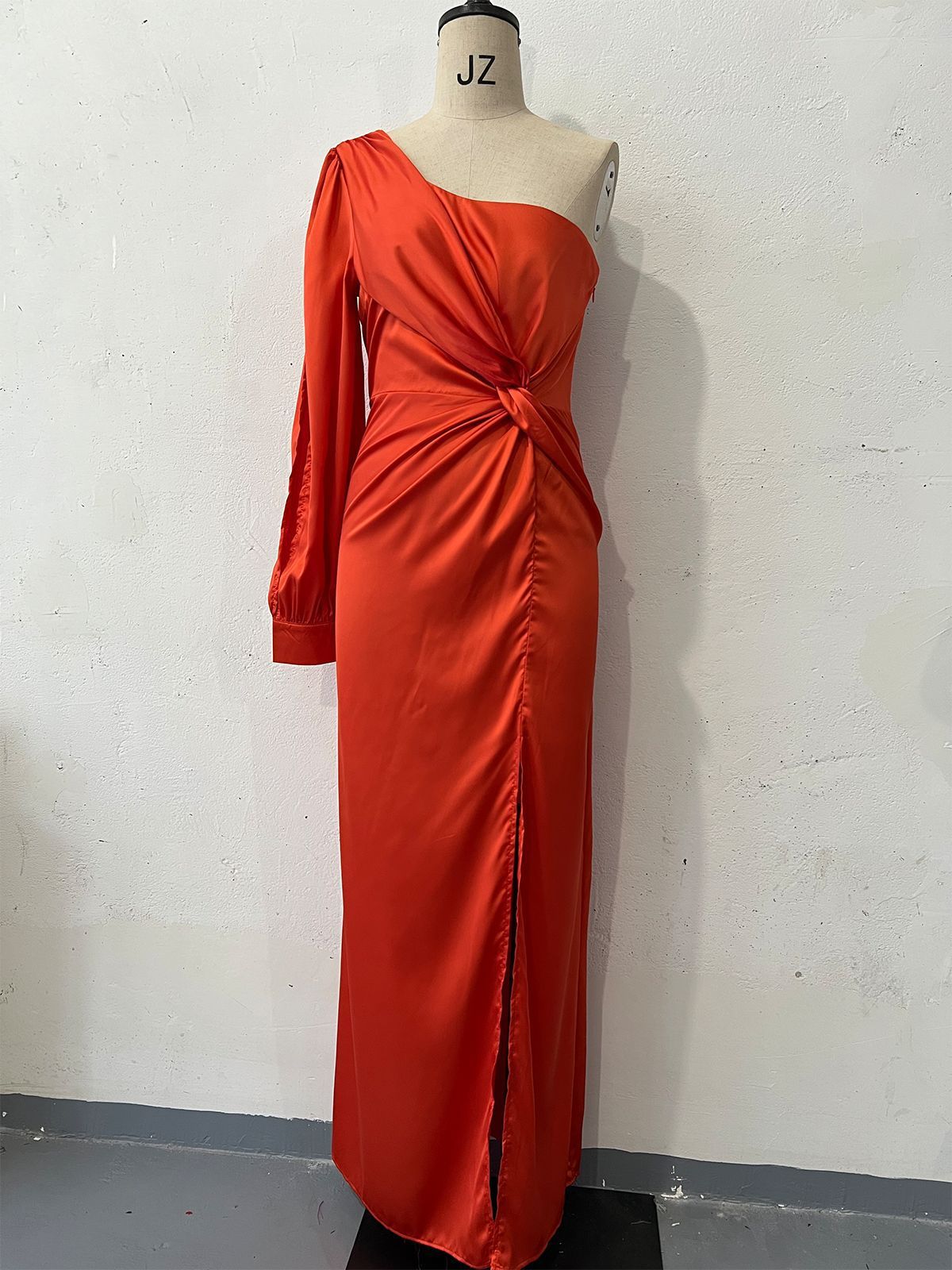 One-Shoulder Split Party Dress – Long-Sleeved Slim Fit | Infinity Bazaar