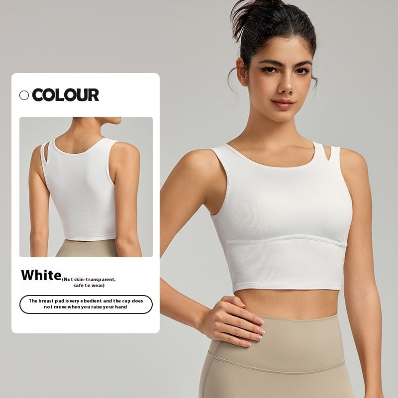 Yoga Clothing Top Vest With Chest Pad Hollow Shoulder Strap All-matching