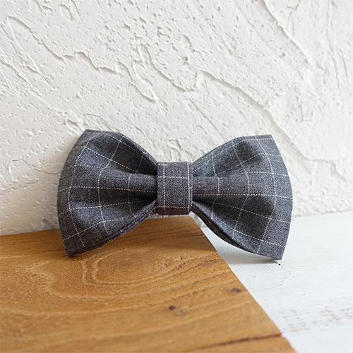 Grey Plaid Pet Products Dog Collar New Fashion Golden Metal Button Dog Collar