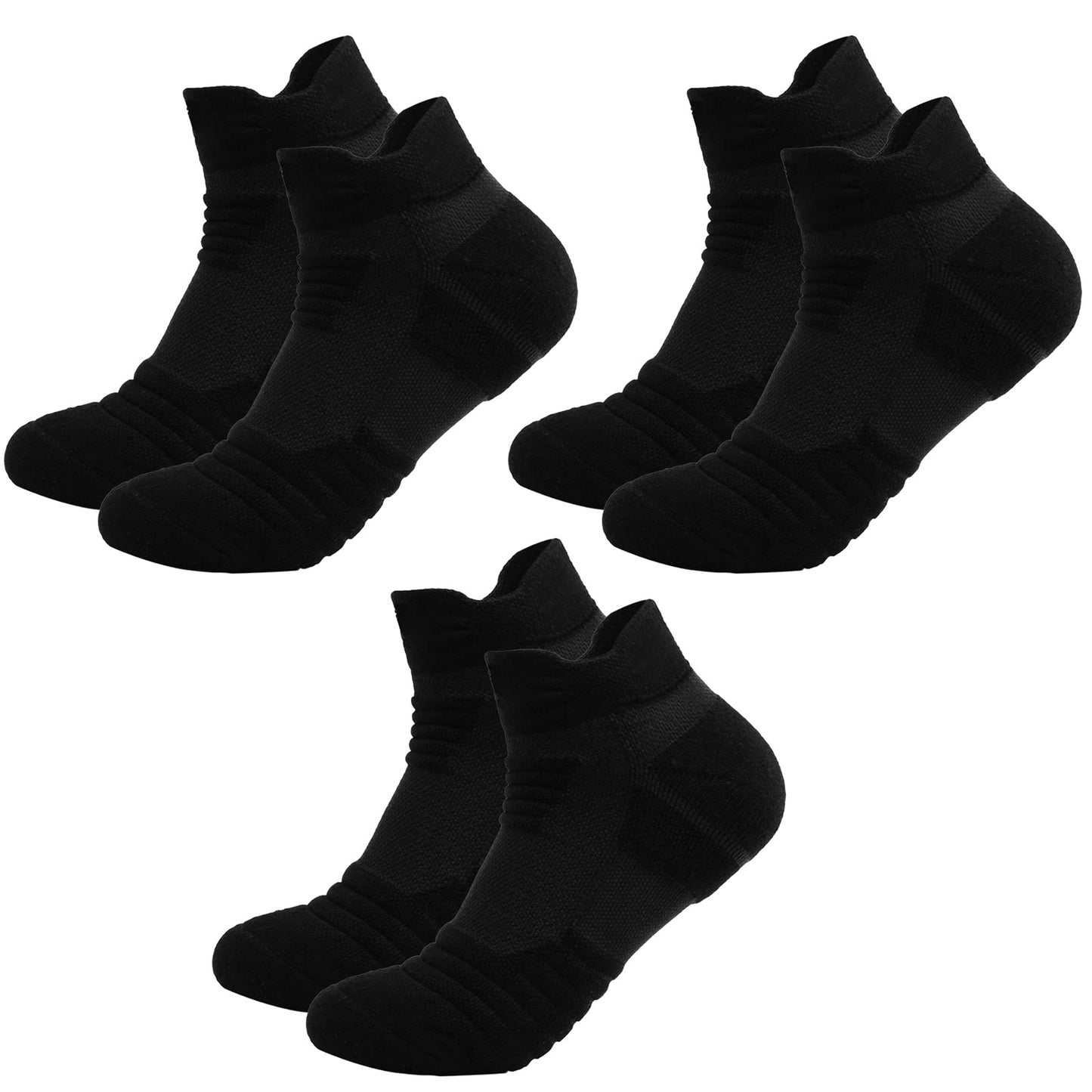 3 Pairs Men's Sports Running Socks – Black Moisture-Wick Everyday Use | Infinity Bazaar