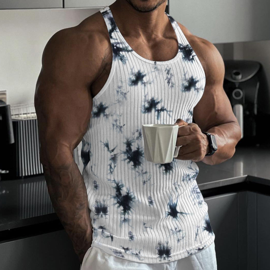 Knitted Vertical Stripes Fitness Sports Slim-fitting Vest