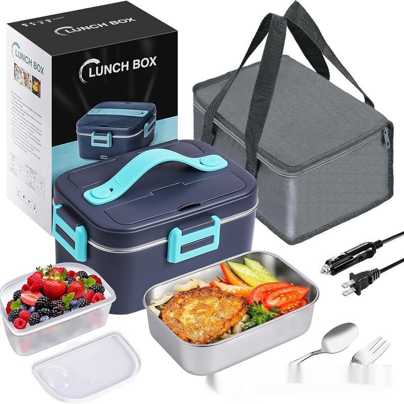 75W Electric Lunch Box Portable Food Warmer – No Water Injection, Removable Stainless Steel Liner, for Home & Car Use | Infinity Bazaar