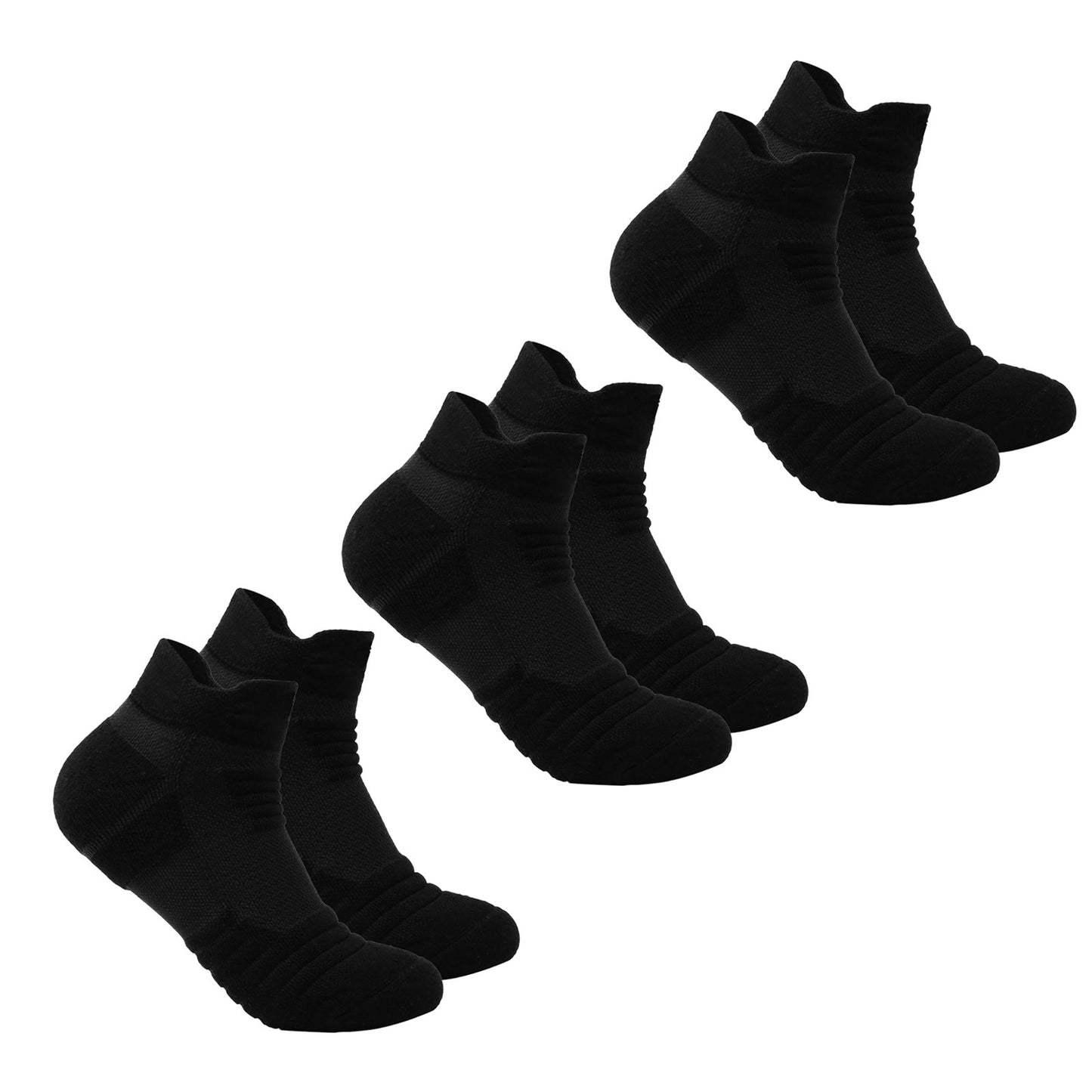 3 Pairs Men's Sports Running Socks – Black Moisture-Wick Everyday Use | Infinity Bazaar