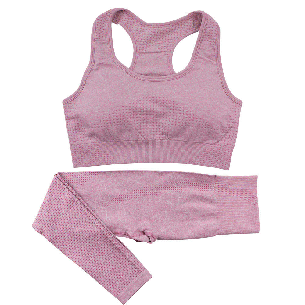 2PCS Seamless Yoga Set for Women – High Waist Leggings & Sports Top Workout Tracksuit | Infinity Bazaar